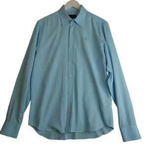 Conte of Florence Button Up Shirt Mens S Light Blue Oxford Cotton Preppy Coastal
